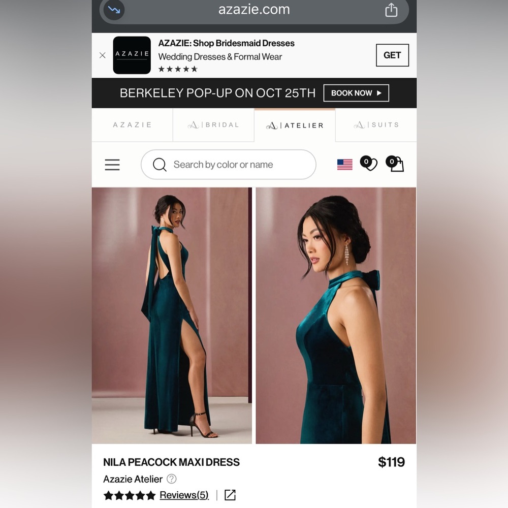 Azazie Atelier Nila Peacock Maxi Dress